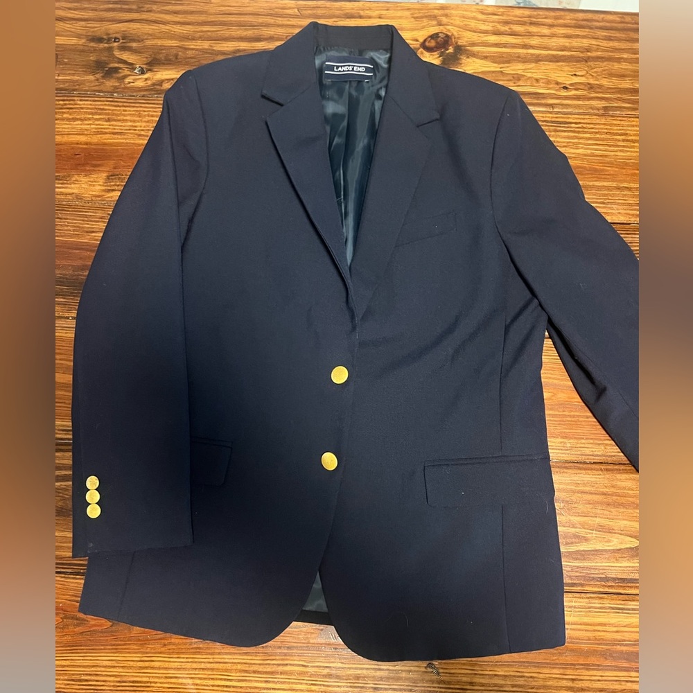 Lands End Boys School Uniform Navy Blazer